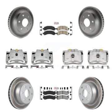Front Rear Brake Caliper Coat Rotor & Ameribrakes Pad Kit (10Pc) For Chevrolet Avalanche KCG-101684N