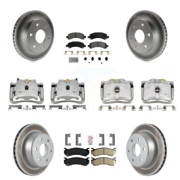 Front Rear Brake Caliper Coat Rotor & Ameribrakes Pad Kit (10Pc) For Chevrolet Avalanche KCG-101685N