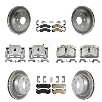 Front Rear Brake Caliper Coat Rotors Ceramic Pad Kit (10Pc) For Chevrolet Silverado 1500 KCG-101687N