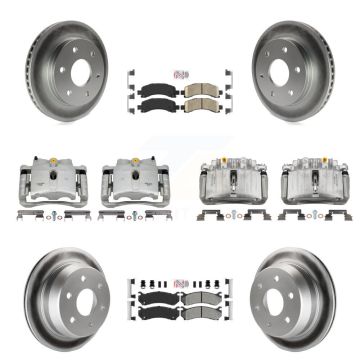 Front Rear Disc Brake Caliper Coated Rotors And Ameribrakes Pads Kit (10Pc) For KCG-101690N