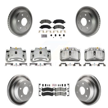 Front Rear Disc Brake Caliper Coated Rotors And Semi-Metallic Pads Kit (10Pc) For KCG-101692N