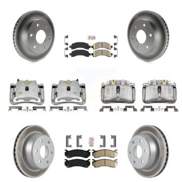 Front Rear Brake Caliper Coat Rotor Ceramic Pad Kit (10Pc) For GMC Yukon Chevrolet Tahoe KCG-101693N