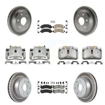 Front Rear Brake Caliper Coat Rotor & Ameribrakes Pad Kit (10Pc) For GMC Yukon Chevrolet KCG-101694N