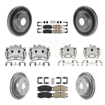 Front Rear Brake Caliper Coat Rotor Ceramic Pad Kit (10Pc) For Chevrolet Equinox Pontiac KCG-101697N