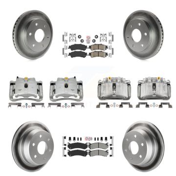 Front Rear Brake Caliper Coat Rotor & Ameribrakes Pad Kit (10Pc) For Chevrolet Silverado KCG-101725N