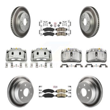 Front Rear Disc Brake Caliper Coated Rotors And Ceramic Pads Kit (10Pc) For KCG-101726N