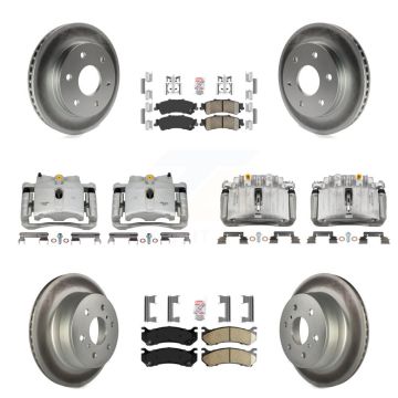 Front Rear Brake Caliper Coat Rotor & Ceramic Pad Kit (10Pc) For GMC Sierra 1500 Classic KCG-101728N