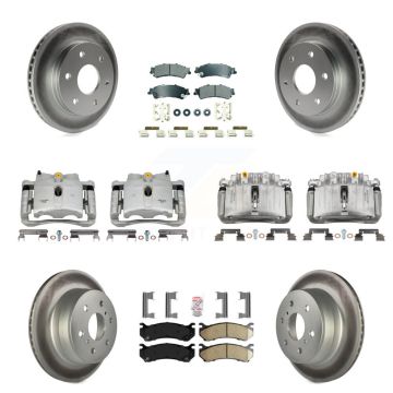Front Rear Disc Brake Caliper Coated Rotors And Ameribrakes Pads Kit (10Pc) For KCG-101730N