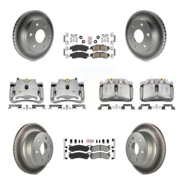 Front Rear Disc Brake Caliper Coated Rotors And Ameribrakes Pads Kit (10Pc) For KCG-101733N