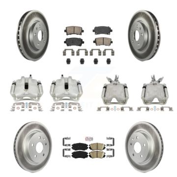 Front Rear Disc Brake Caliper Coat Rotor And Ceramic Pad Kit (10Pc) For Chevrolet Malibu KCG-101736N