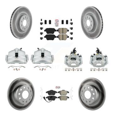 Front Rear Disc Brake Caliper Coat Rotor Semi-Metallic Pad Kit (10Pc) For Volkswagen GTI KCG-101750N