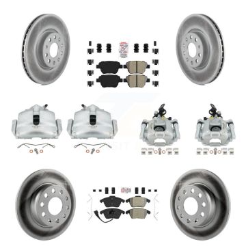 Front Rear Disc Brake Caliper Coat Rotor Semi-Metallic Pad Kit (10Pc) For Volkswagen GTI KCG-101751N
