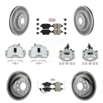 Front Rear Disc Brake Caliper Coat Rotor Semi-Metallic Pad Kit (10Pc) For Volkswagen GTI KCG-101752N