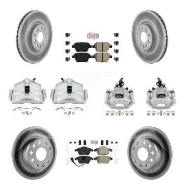 Front Rear Disc Brake Caliper Coat Rotor Semi-Metallic Pad Kit (10Pc) For Volkswagen GTI KCG-101753N