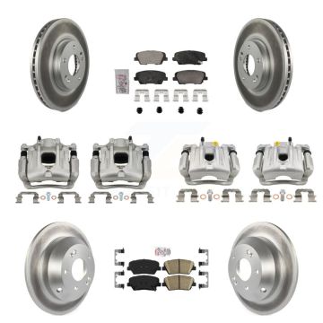 Front Rear Disc Brake Caliper Coat Rotor Ceramic Pad Kit (10Pc) For Hyundai Santa Fe Kia KCG-101770N