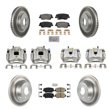 Front Rear Disc Brake Caliper Coat Rotor Ceramic Pad Kit (10Pc) For Hyundai Santa Fe Kia KCG-101774N