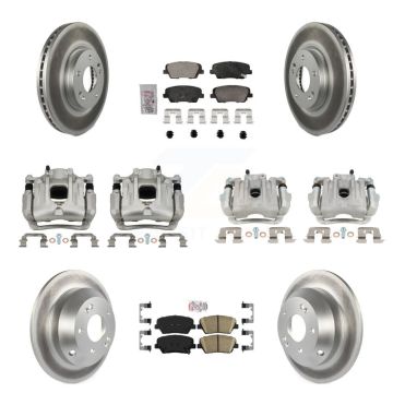 Front Rear Disc Brake Caliper Coat Rotor Ceramic Pad Kit (10Pc) For Hyundai Santa Fe Kia KCG-101778N