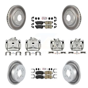 Front Rear Disc Brake Caliper Coat Rotors And Ceramic Pad Kit (10Pc) For Hyundai Elantra KCG-101784N