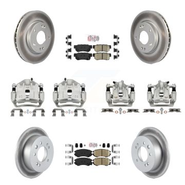 Front Rear Disc Brake Caliper Coat Rotors And Ceramic Pad Kit (10Pc) For Hyundai Elantra KCG-101786N