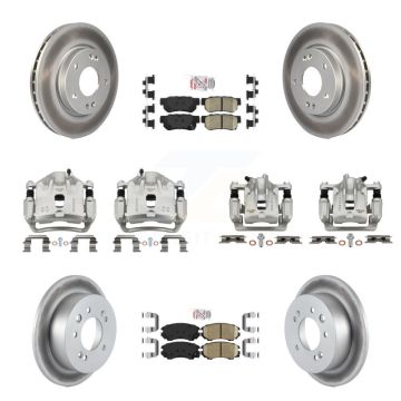 Front Rear Disc Brake Caliper Coat Rotors And Ceramic Pad Kit (10Pc) For Hyundai Elantra KCG-101787N