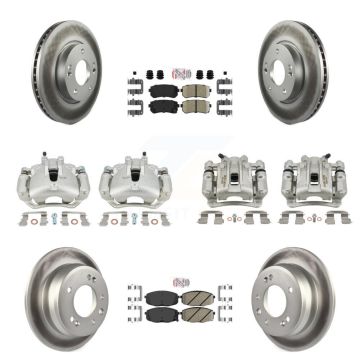 Front Rear Disc Brake Caliper Coat Rotors And Ceramic Pad Kit (10Pc) For Hyundai Elantra KCG-101788N
