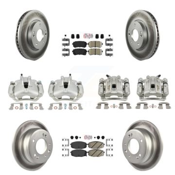 Front Rear Disc Brake Caliper Coat Rotors And Ceramic Pad Kit (10Pc) For Hyundai Elantra KCG-101789N