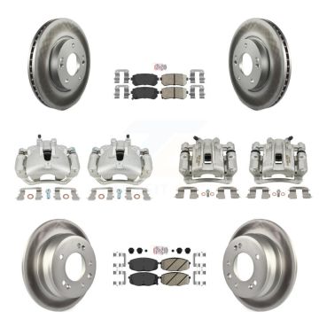 Front Rear Disc Brake Caliper Coat Rotors And Ceramic Pad Kit (10Pc) For Hyundai Elantra KCG-101791N
