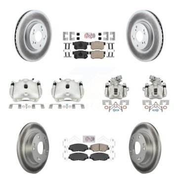 Front Rear Brake Caliper Coat Rotor And Ceramic Pad Kit (10Pc) For Honda Civic Acura ILX KCG-101792N