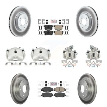Front Rear Brake Caliper Coat Rotor And Ceramic Pad Kit (10Pc) For Honda Civic Acura ILX KCG-101793N