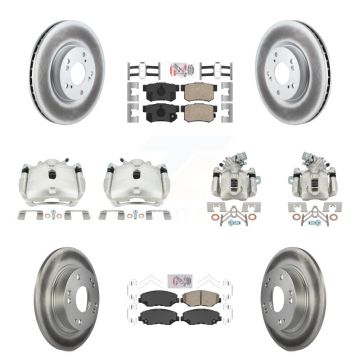Front Rear Brake Caliper Coat Rotor And Ceramic Pad Kit (10Pc) For Honda Civic Acura ILX KCG-101794N