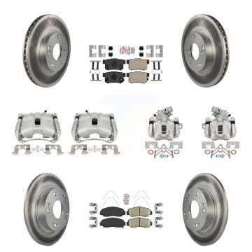 Front Rear Disc Brake Caliper Coated Rotors And Ceramic Pads Kit (10Pc) For Acura CSX KCG-101796N