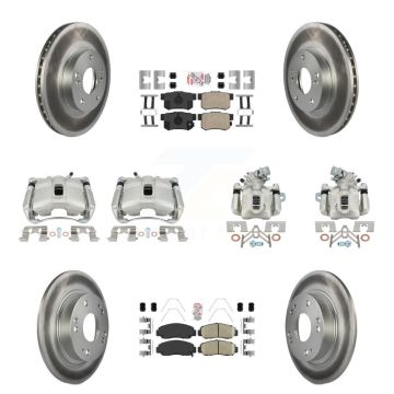 Front Rear Disc Brake Caliper Coated Rotors And Ceramic Pads Kit (10Pc) For Acura CSX KCG-101797N