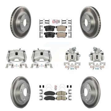 Front Rear Disc Brake Caliper Coated Rotors And Ceramic Pads Kit (10Pc) For Acura CSX KCG-101799N