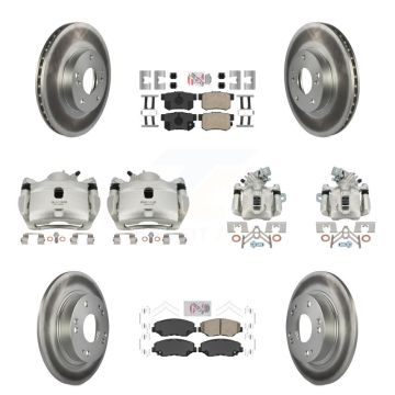Front Rear Disc Brake Caliper Coated Rotors And Ceramic Pads Kit (10Pc) For Honda Civic KCG-101806N