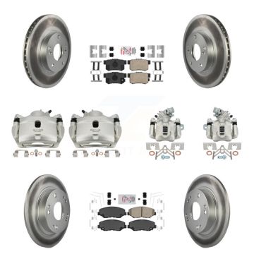 Front Rear Disc Brake Caliper Coated Rotors And Ceramic Pads Kit (10Pc) For Honda Civic KCG-101807N