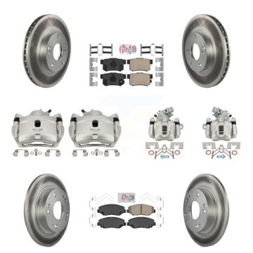 Front Rear Disc Brake Caliper Coated Rotors And Ceramic Pads Kit (10Pc) For Honda Civic KCG-101808N