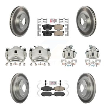 Front Rear Disc Brake Caliper Coated Rotors And Ceramic Pads Kit (10Pc) For Honda Civic KCG-101809N