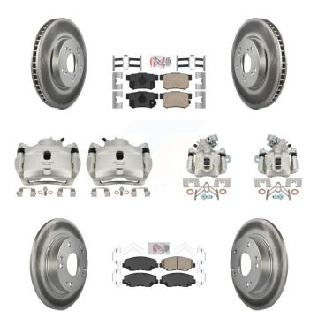 Front Rear Disc Brake Caliper Coated Rotors And Ceramic Pads Kit (10Pc) For Honda Civic KCG-101816N