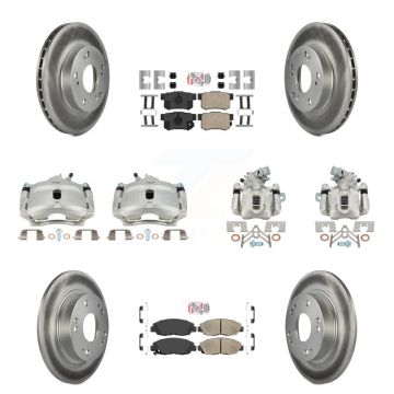 Front Rear Disc Brake Caliper Coated Rotors And Ceramic Pads Kit (10Pc) For Honda Civic KCG-101820N