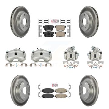 Front Rear Disc Brake Caliper Coated Rotors And Ceramic Pads Kit (10Pc) For Honda Civic KCG-101822N
