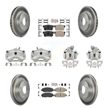 Front Rear Disc Brake Caliper Coated Rotors And Ceramic Pads Kit (10Pc) For Honda Civic KCG-101823N