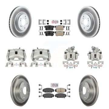 Front Rear Brake Caliper Coat Rotors & Ceramic Pad Kit (10Pc) For 07-10 Acura CSX Type-S KCG-101824N