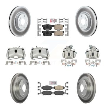 Front Rear Brake Caliper Coat Rotors & Ceramic Pad Kit (10Pc) For 07-10 Acura CSX Type-S KCG-101825N