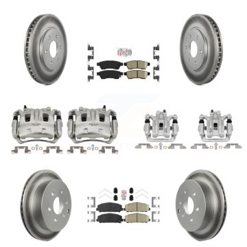 Front Rear Disc Brake Caliper Coated Rotor And Ceramic Pad Kit (10Pc) For Suzuki Equator KCG-101831N