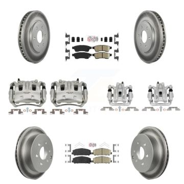 Front Rear Disc Brake Caliper Coated Rotor And Ceramic Pad Kit (10Pc) For Suzuki Equator KCG-101832N