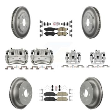 Front Rear Disc Brake Caliper Coated Rotor And Ceramic Pad Kit (10Pc) For Suzuki Equator KCG-101833N