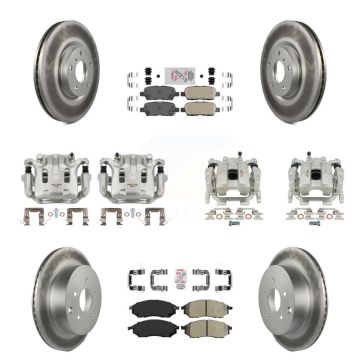 Front Rear Brake Caliper Coat Rotors & Ameribrakes Pad Kit (10Pc) For Nissan Murano QX70 KCG-101835N
