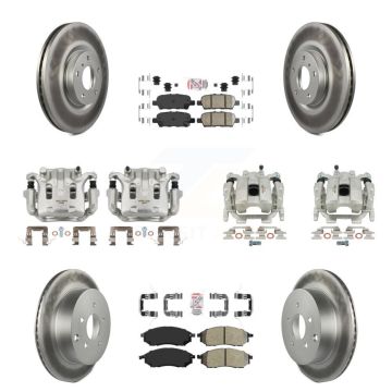 Front Rear Disc Brake Caliper Coat Rotors & Ameribrakes Pad Kit (10Pc) For Nissan Murano KCG-101842N