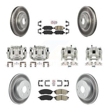 Front Rear Brake Caliper Coat Rotor Ameribrakes Pad Kit (10Pc) For INFINITI QX50 G25 Q40 KCG-101843N