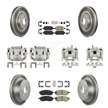 Front Rear Disc Brake Caliper Coat Rotors & Ameribrakes Pad Kit (10Pc) For INFINITI QX70 KCG-101850N